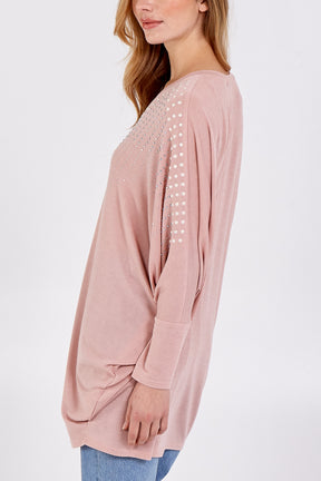 Pearl Embellished Batwing Top