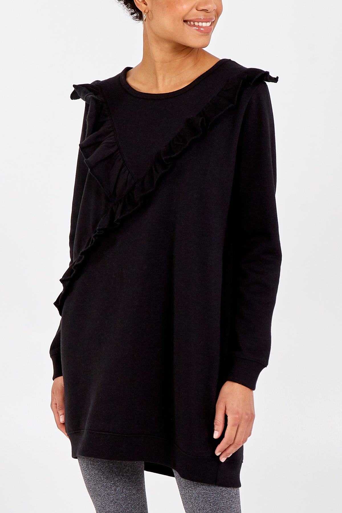 Asymmetrical Frill Sweatshirt