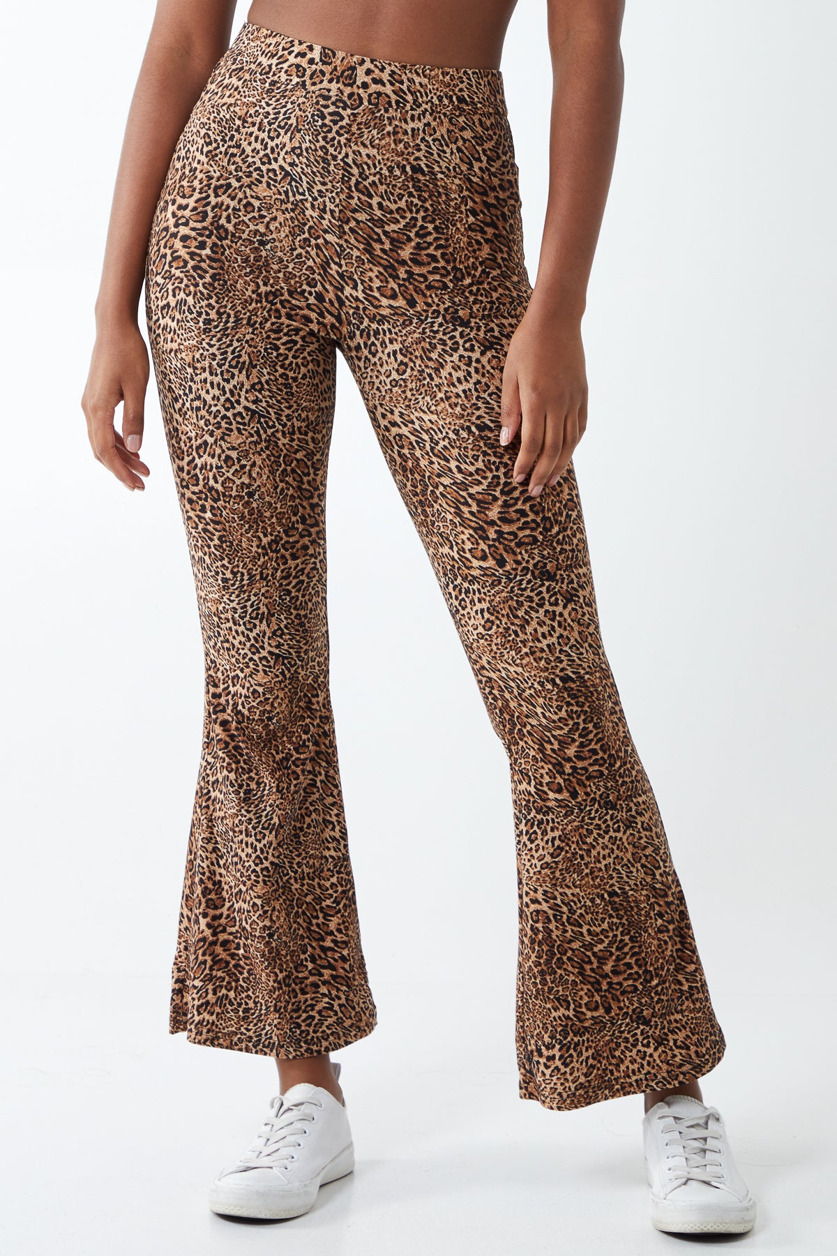 Flared pants with leopard print - Light Brown Black