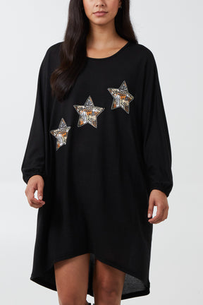 High Low 3 Stars Tunic Top