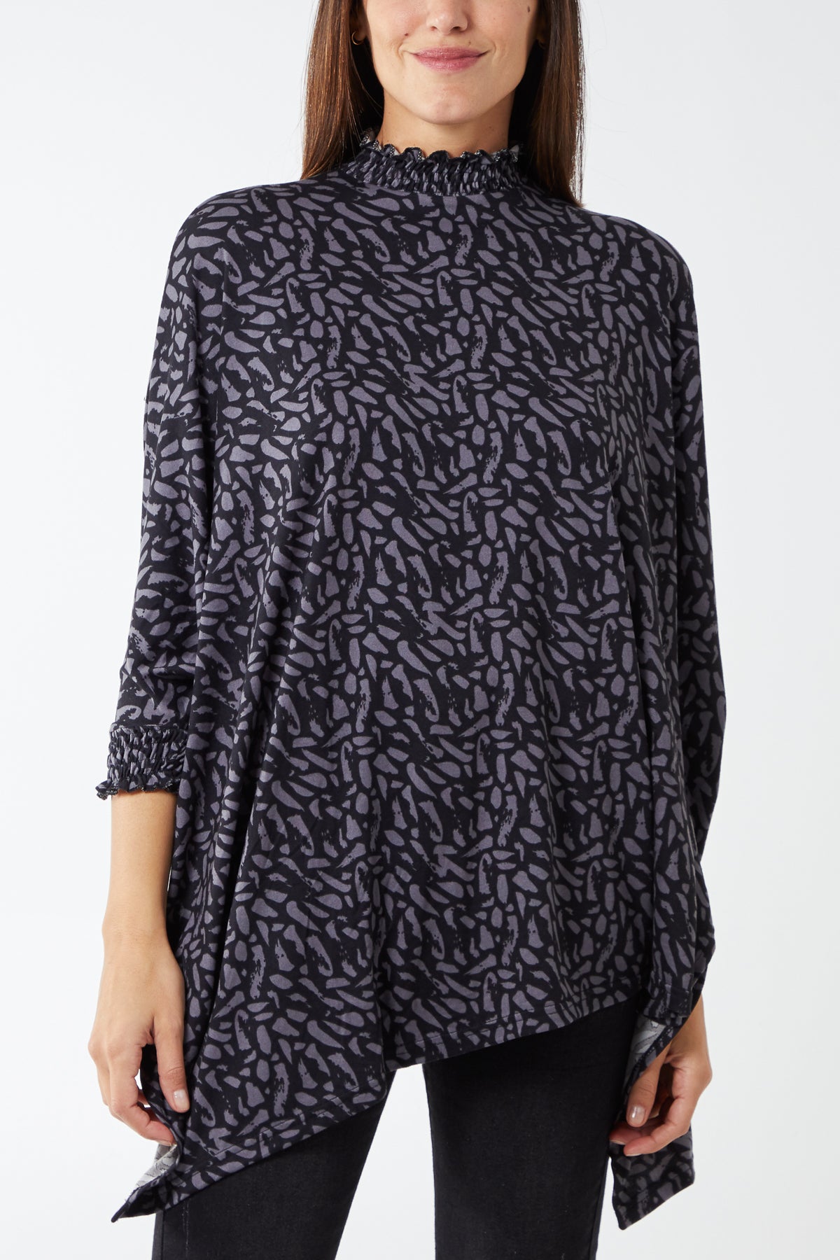 Mariana Dash Shirring Detail Asymmetric Oversized Top