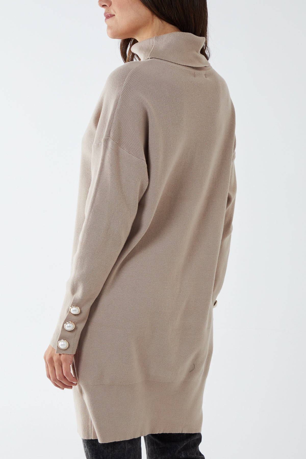 Roll Neck Dress With Buttons