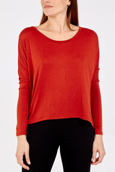 Basic Long Sleeve High Low Top