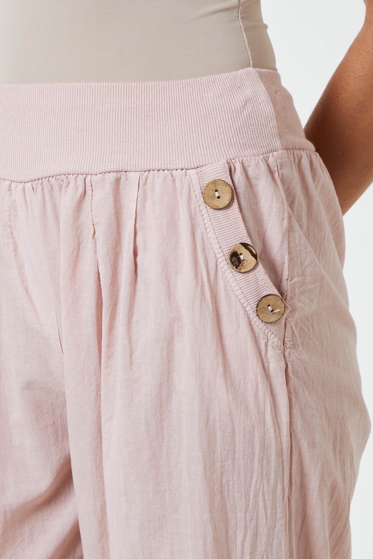 Button Pocket Detail Harem Pants