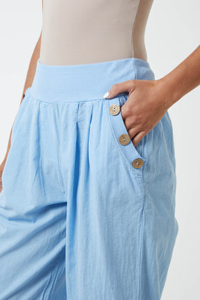 Button Pocket Detail Harem Pants