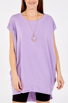 Cap Sleeve High Low Necklace Top