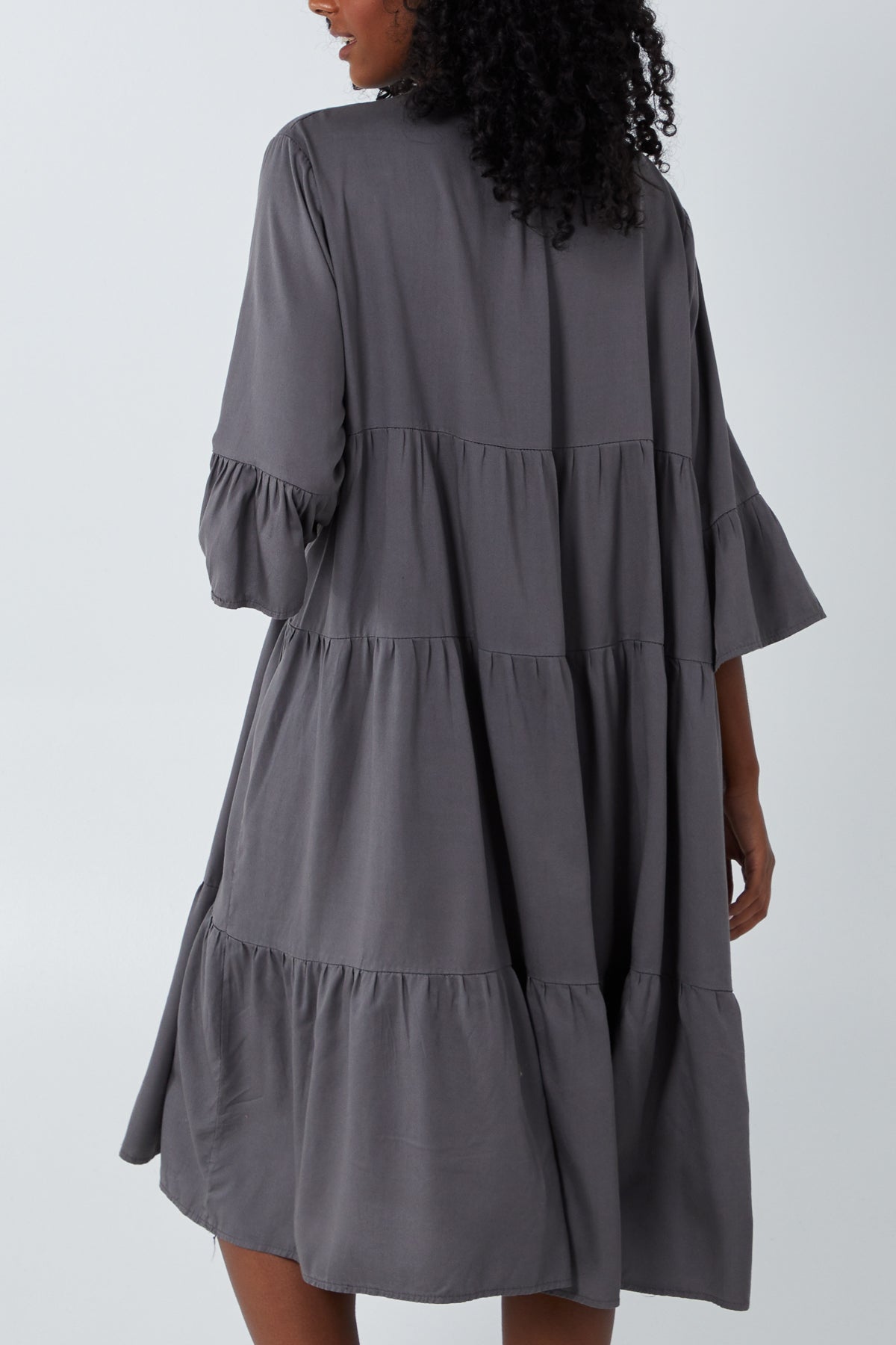 Tiered Frill Sleeve Midi Dress