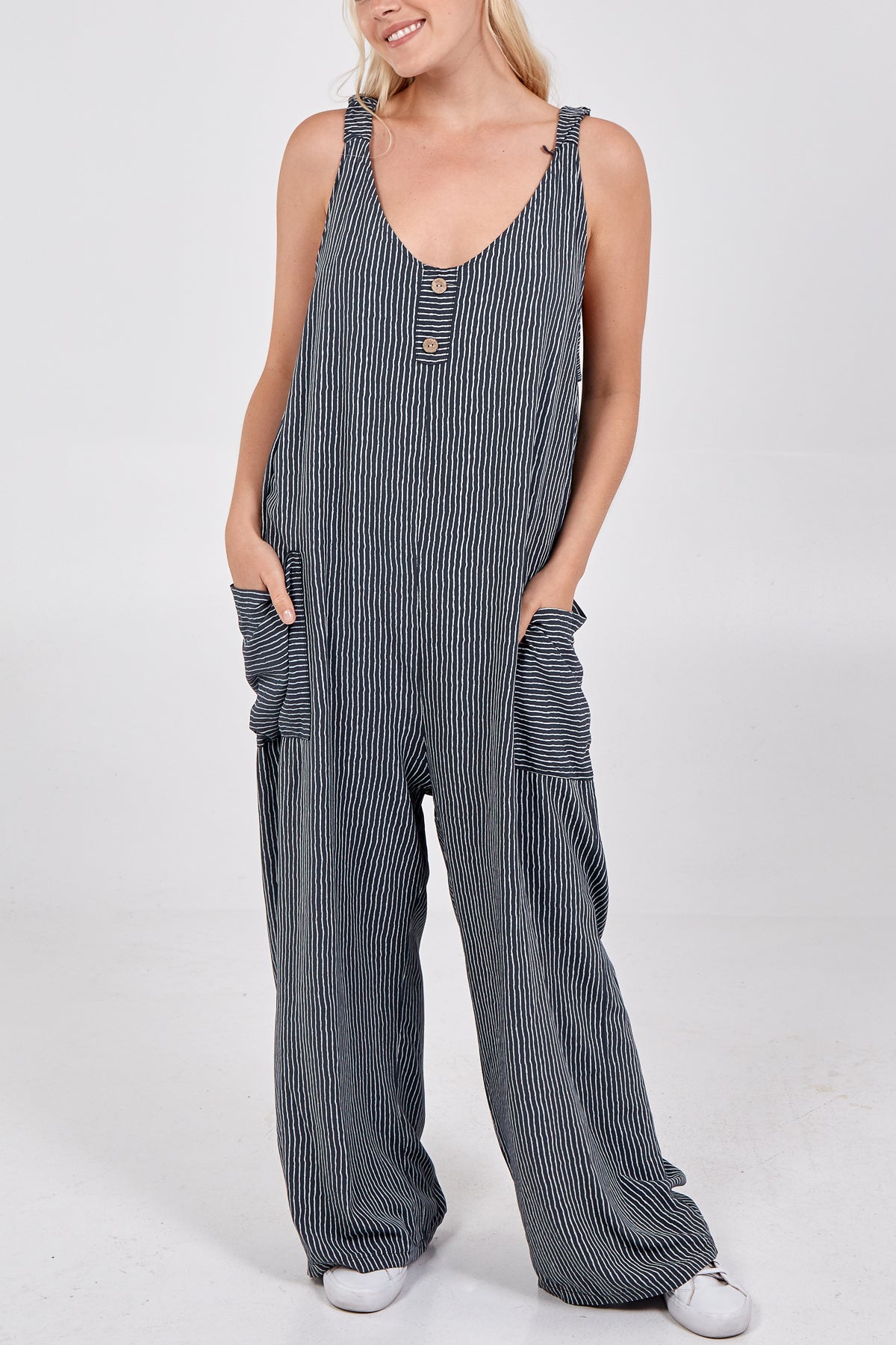 Stripe Two Pocket Jumpsuit