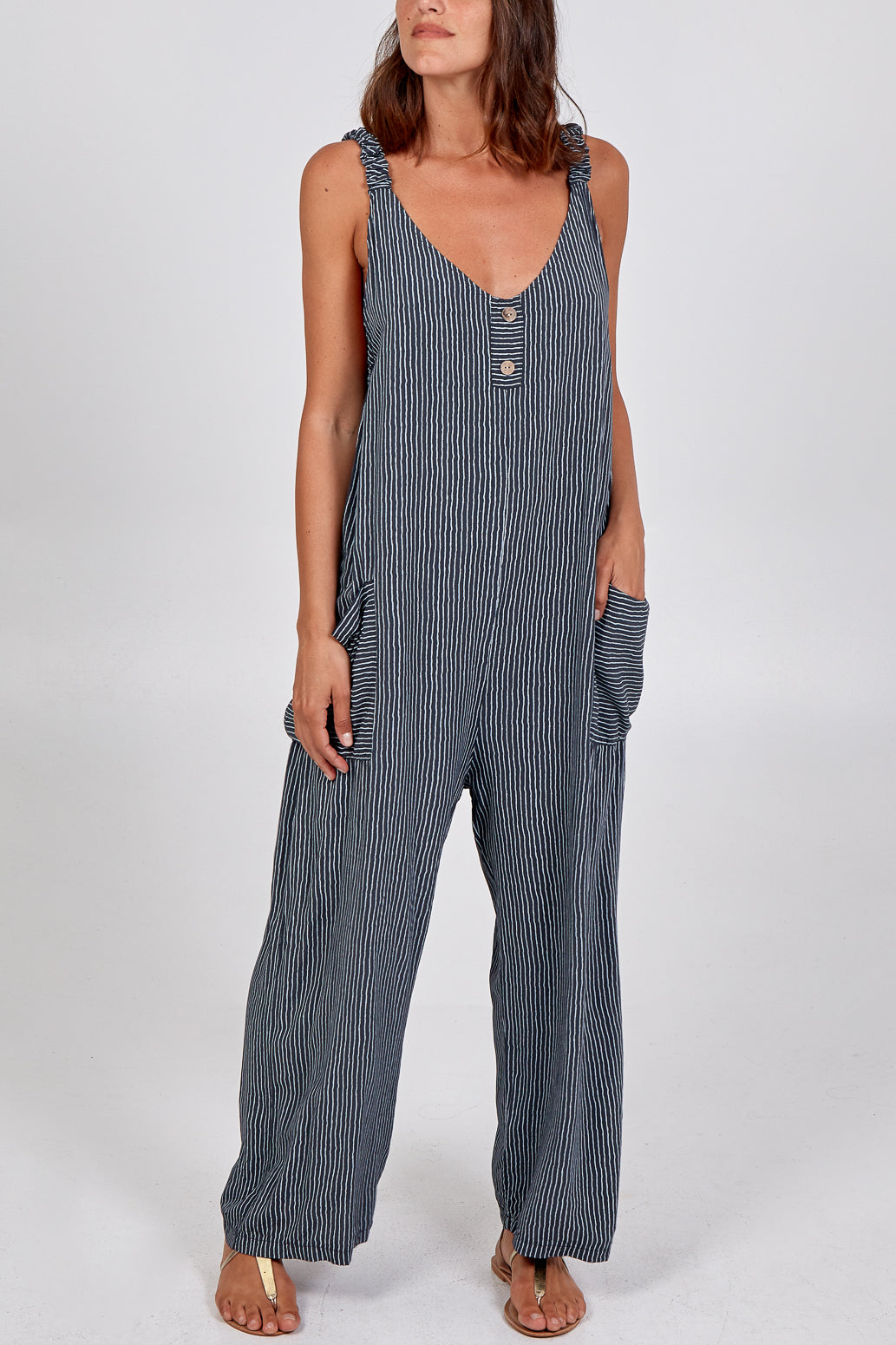 Stripe Two Pocket Jumpsuit