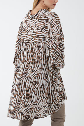 Zebra Print High Low Shirt