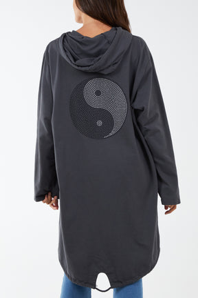 Long Zip Up Jacket With Yin Yang Logo