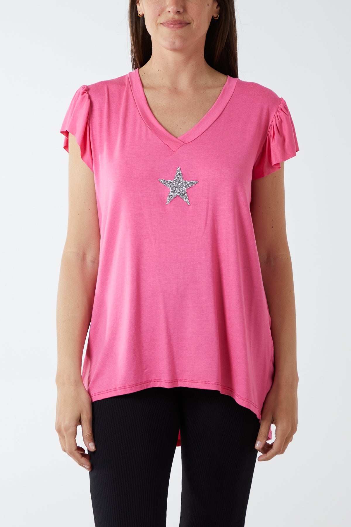 Frill Capped Sleeve Star T-Shirt