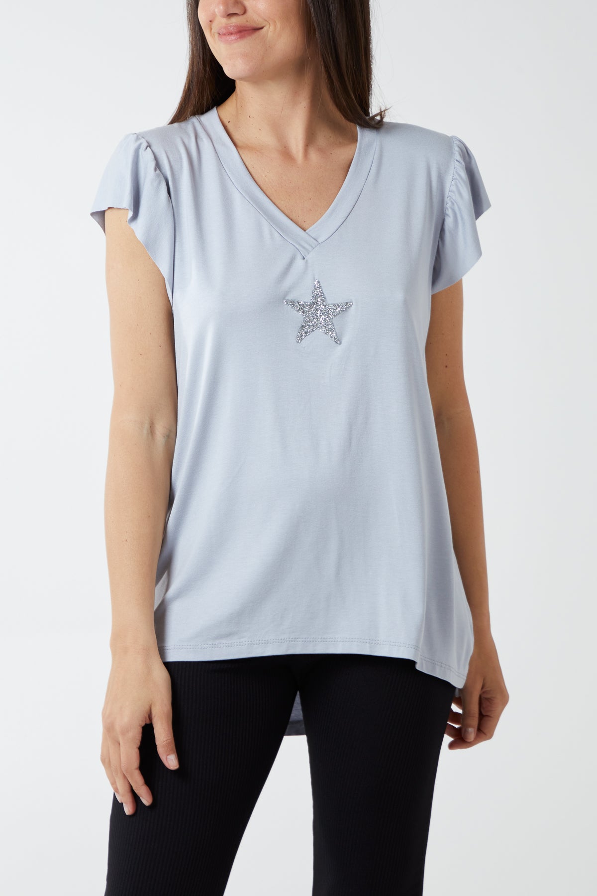 Frill Capped Sleeve Star T-Shirt