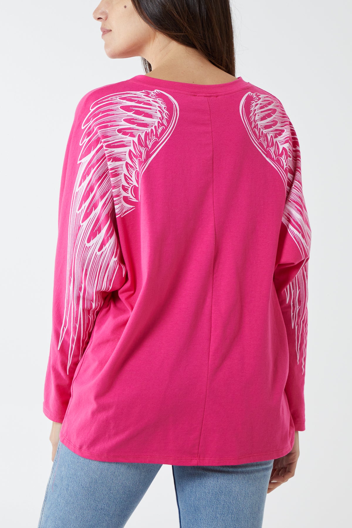 Angel Wings Print Sleeves Oversize Jersey