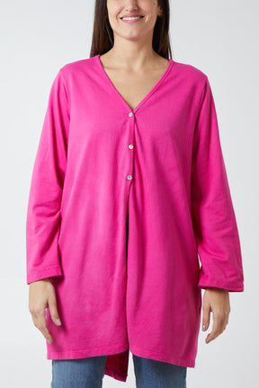 Button Front Sweat Cardigan