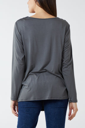 Cowl Front Drape Jersey Top