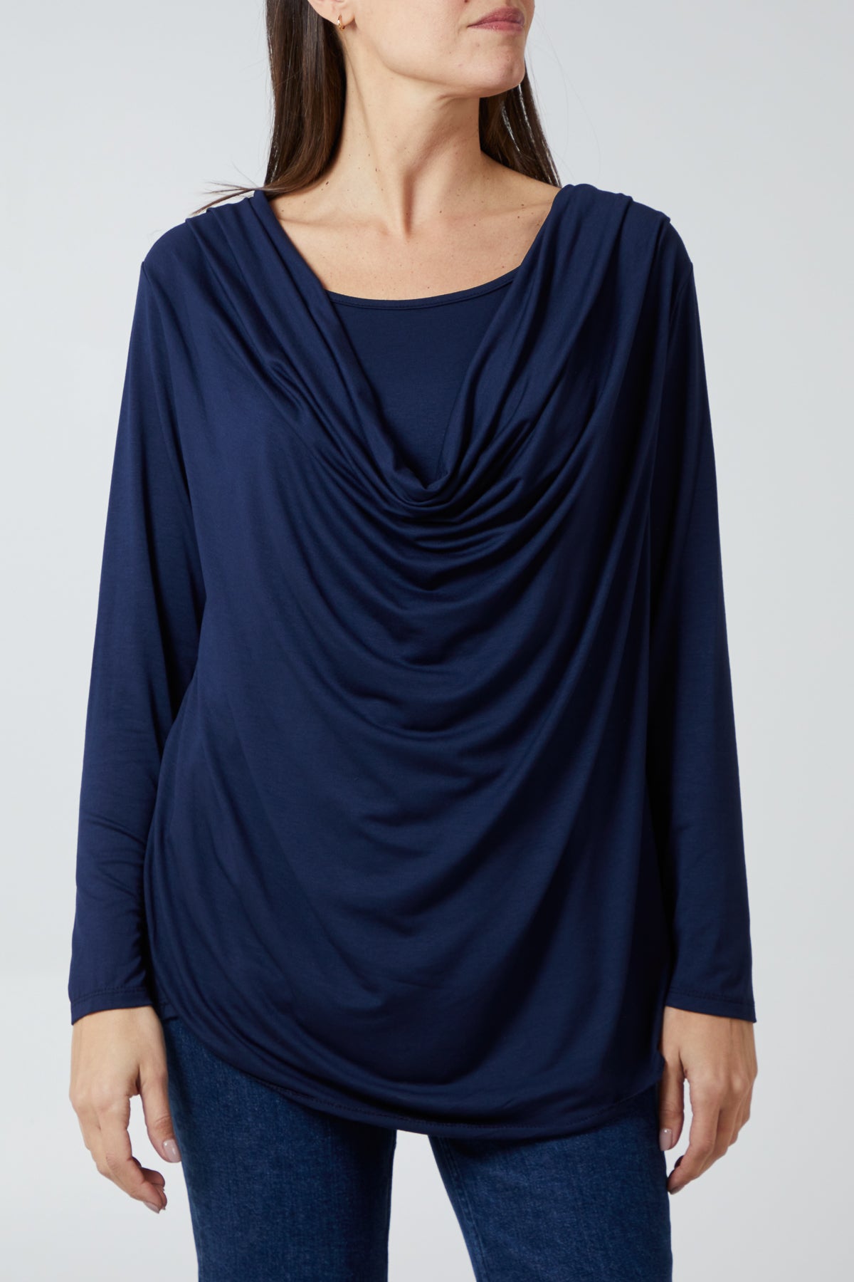 Cowl Front Drape Jersey Top