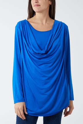 Cowl Front Drape Jersey Top