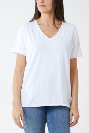 V-Neck Raw Edge T-shirt