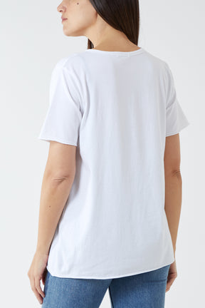 V-Neck Raw Edge T-shirt