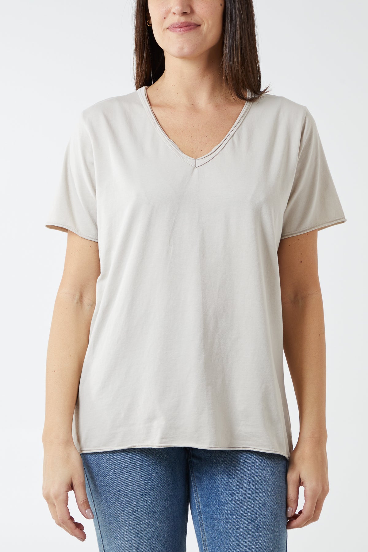 V-Neck Raw Edge T-shirt