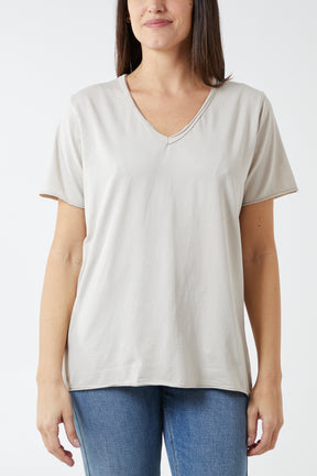 V-Neck Raw Edge T-shirt