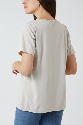 V-Neck Raw Edge T-shirt