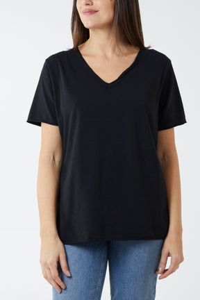 V-Neck Raw Edge T-shirt