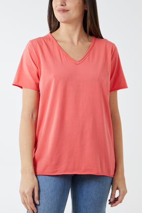 V-Neck Raw Edge T-shirt