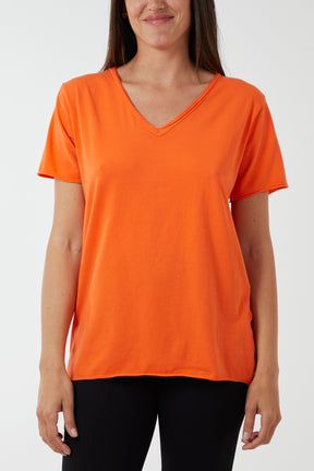 V-Neck Raw Edge T-shirt