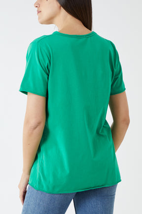 V-Neck Raw Edge T-shirt