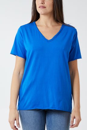 V-Neck Raw Edge T-shirt