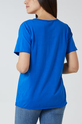 V-Neck Raw Edge T-shirt