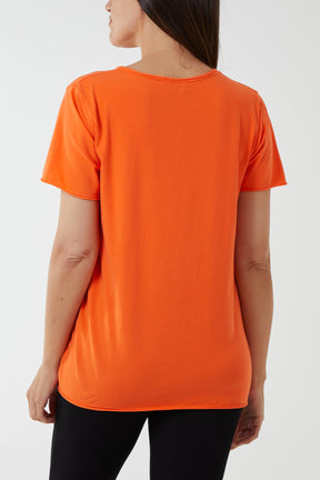 V-Neck Raw Edge T-shirt