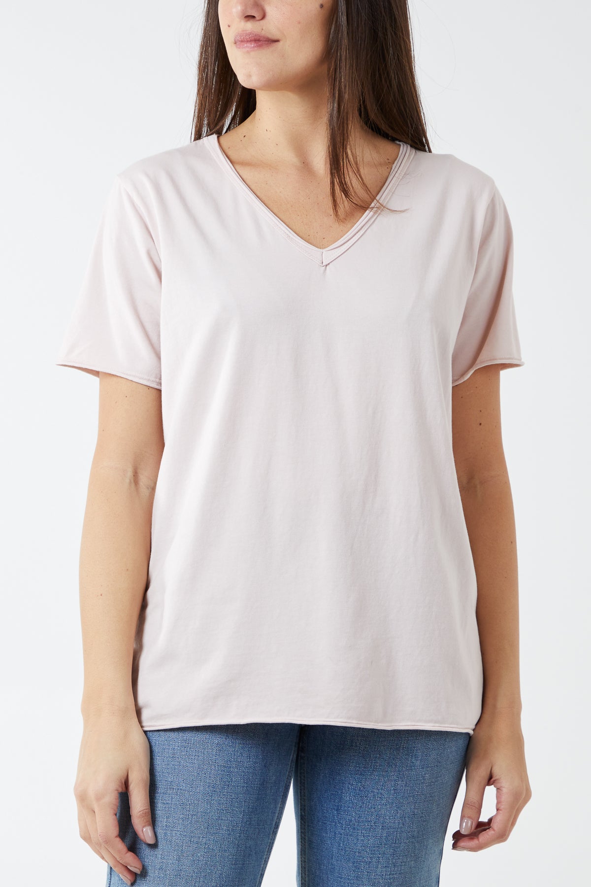 V-Neck Raw Edge T-shirt