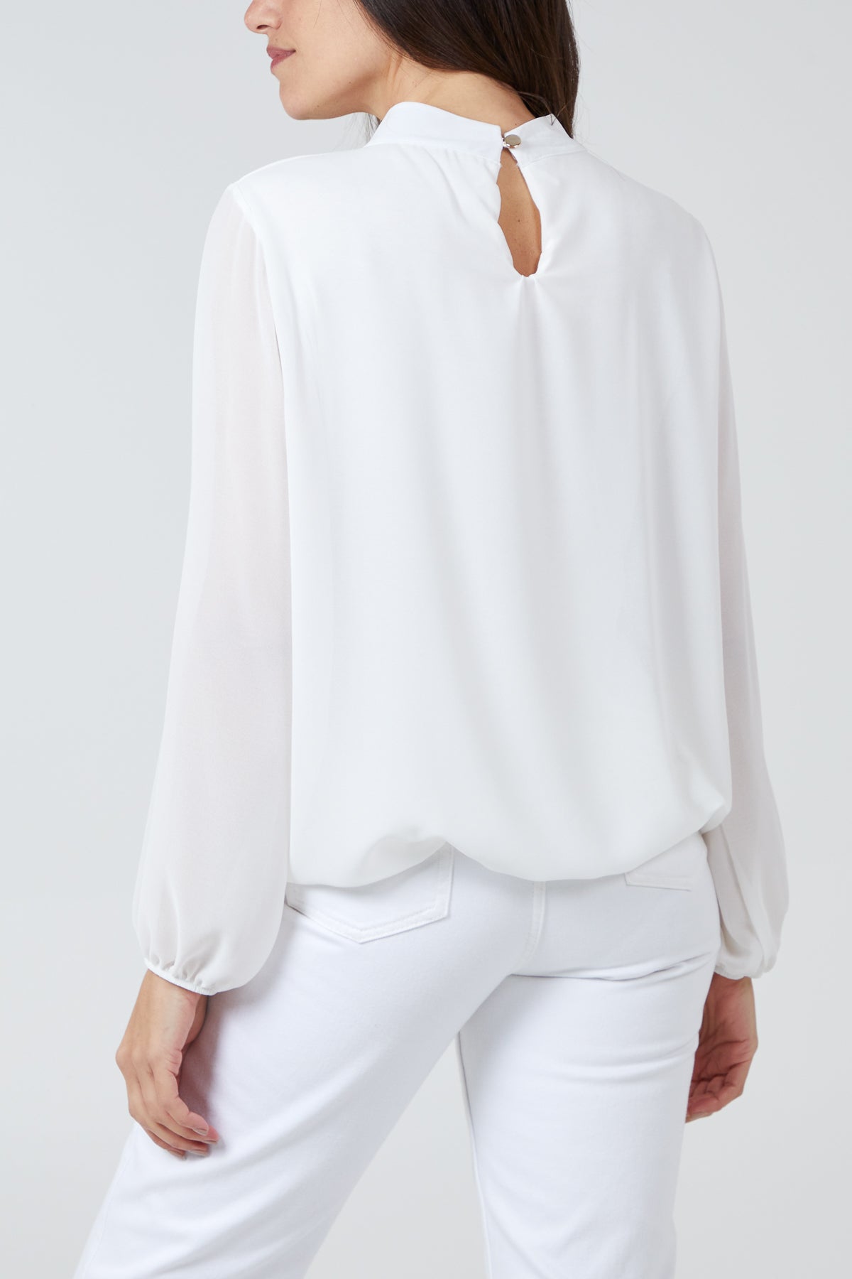 High Neck Pleated Blouse