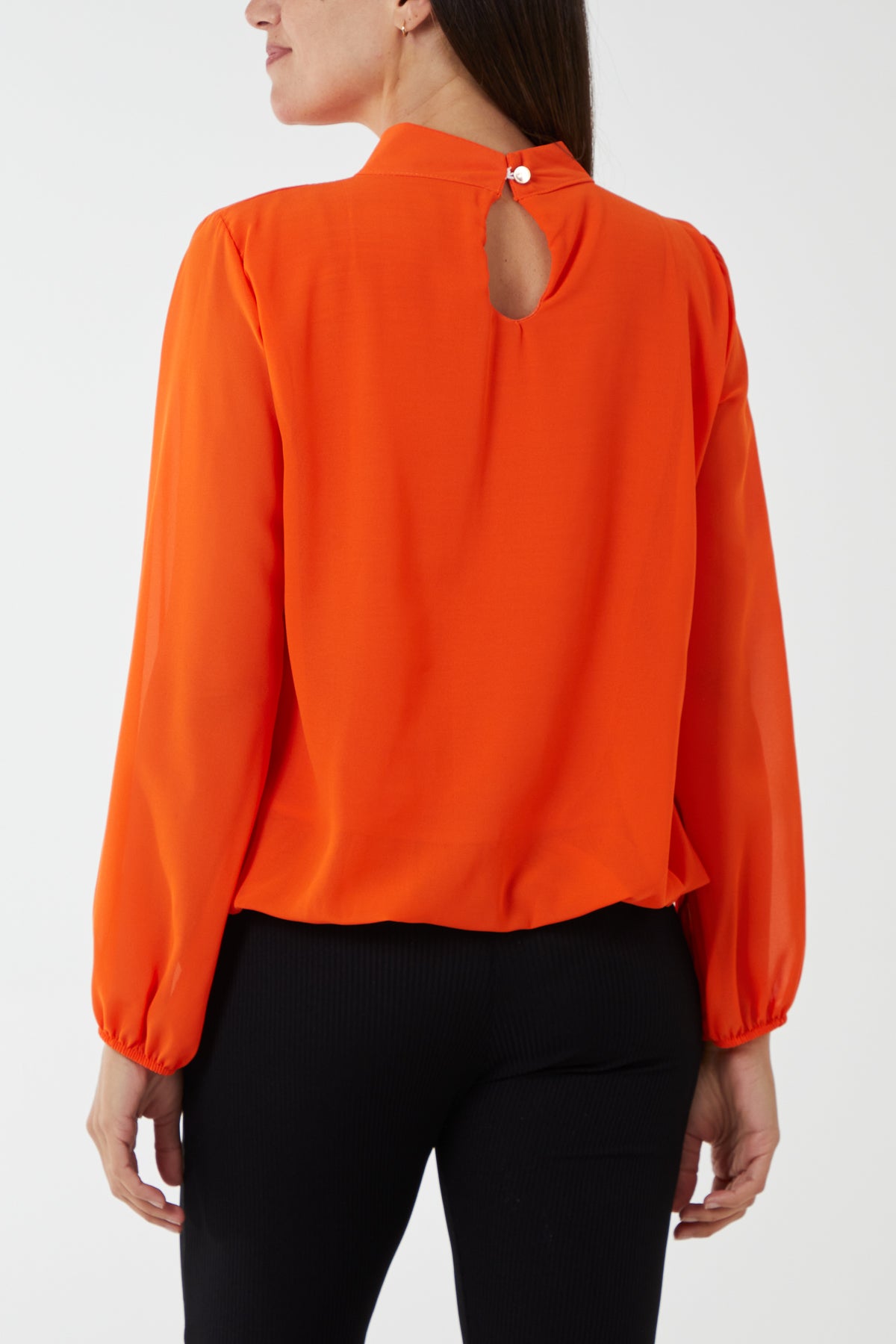 High Neck Pleated Blouse