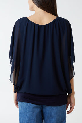 Double Layer Sheer Gypsy Detail Blouse
