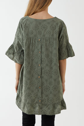 Broderie Anglaise Frill Cotton Top