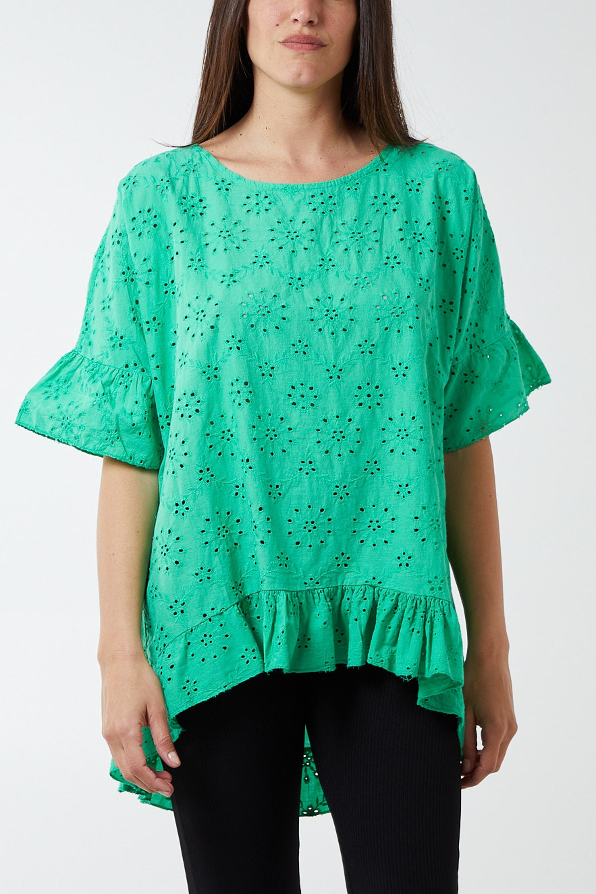 Broderie Anglaise Frill Cotton Top