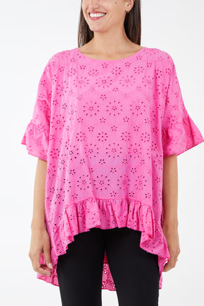 Broderie Anglaise Frill Cotton Top