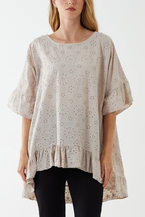 Broderie Anglaise Frill Cotton Top