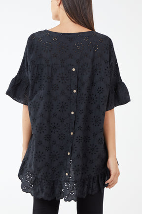 Broderie Anglaise Frill Cotton Top