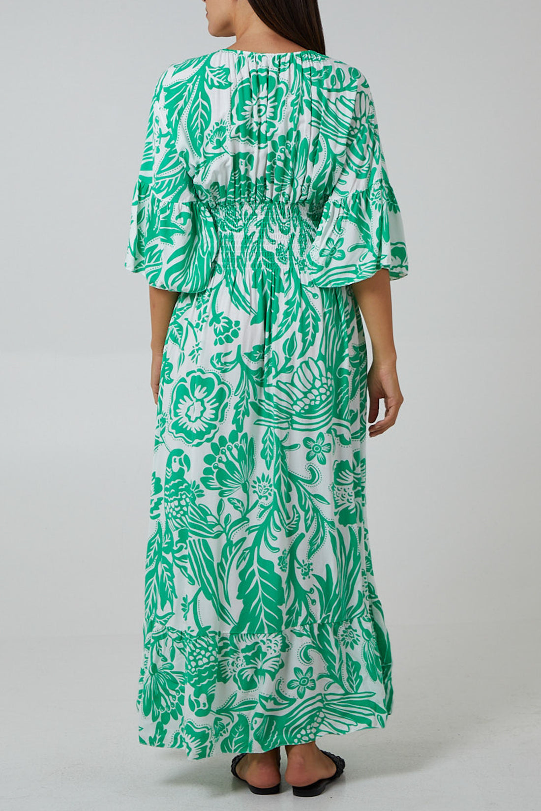 Floral Shirred Waist Maxi Dress