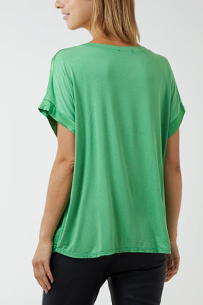 V-Neck Satin Feel T-Shirt