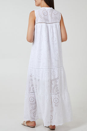Broderie Anglaise Tiered Maxi Dress