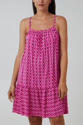 Cami Strap Mosaic Tiered Dress