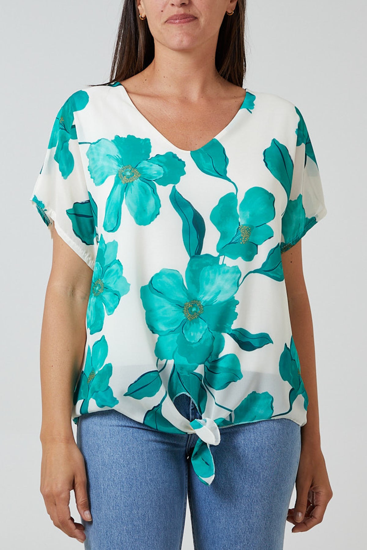 Floral Watercolour Tie Front Blouse