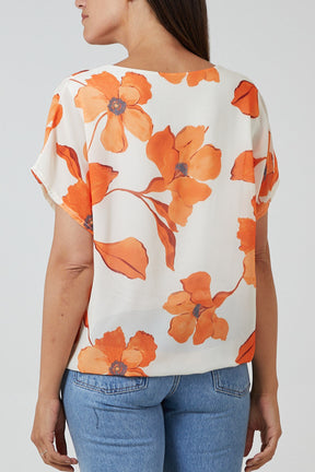 Floral Watercolour Tie Front Blouse