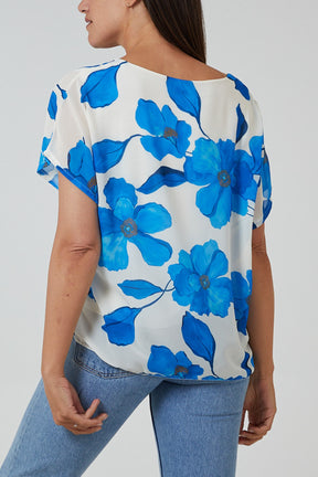 Floral Watercolour Tie Front Blouse